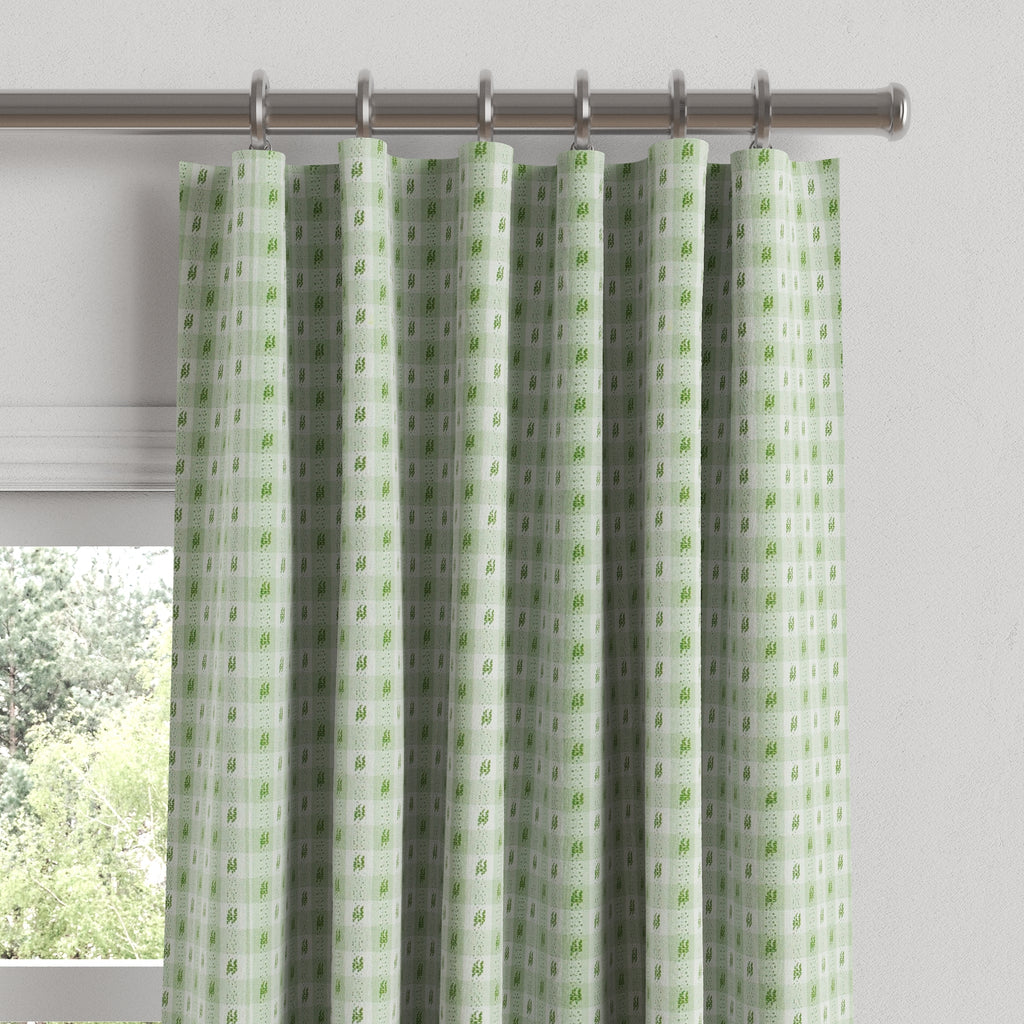 Convertible Drapery in Luxe Gingham - Celery
