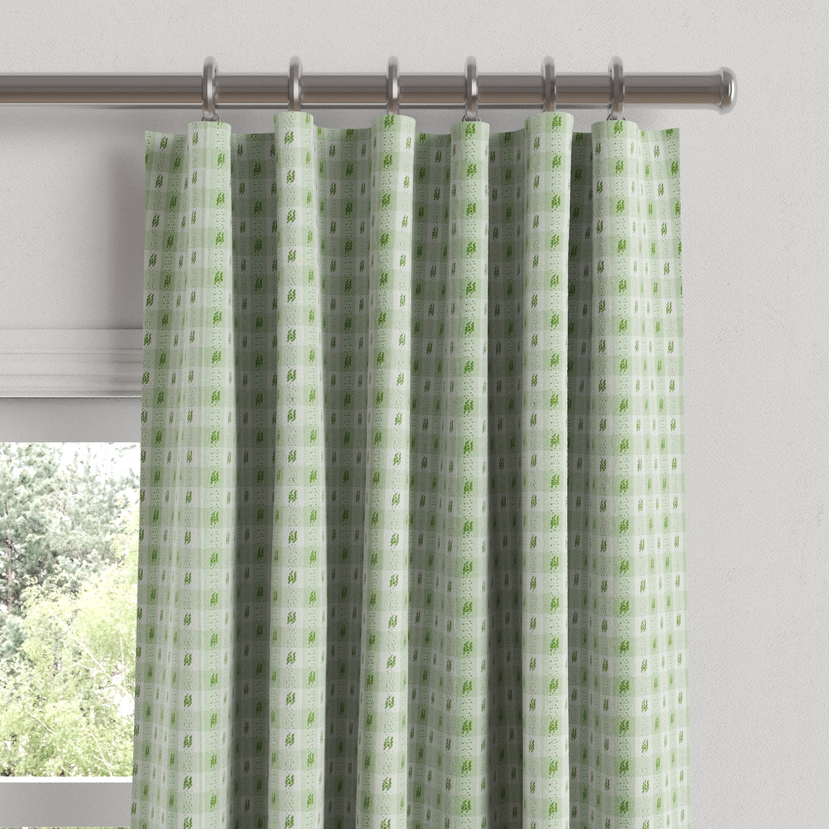 Convertible Drapery in Luxe Gingham - Celery