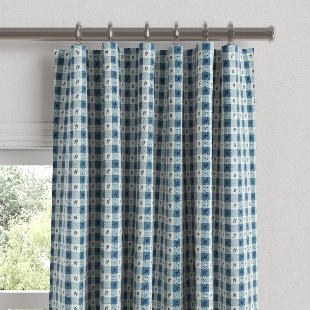 Convertible Drapery in Luxe Gingham - Chambray
