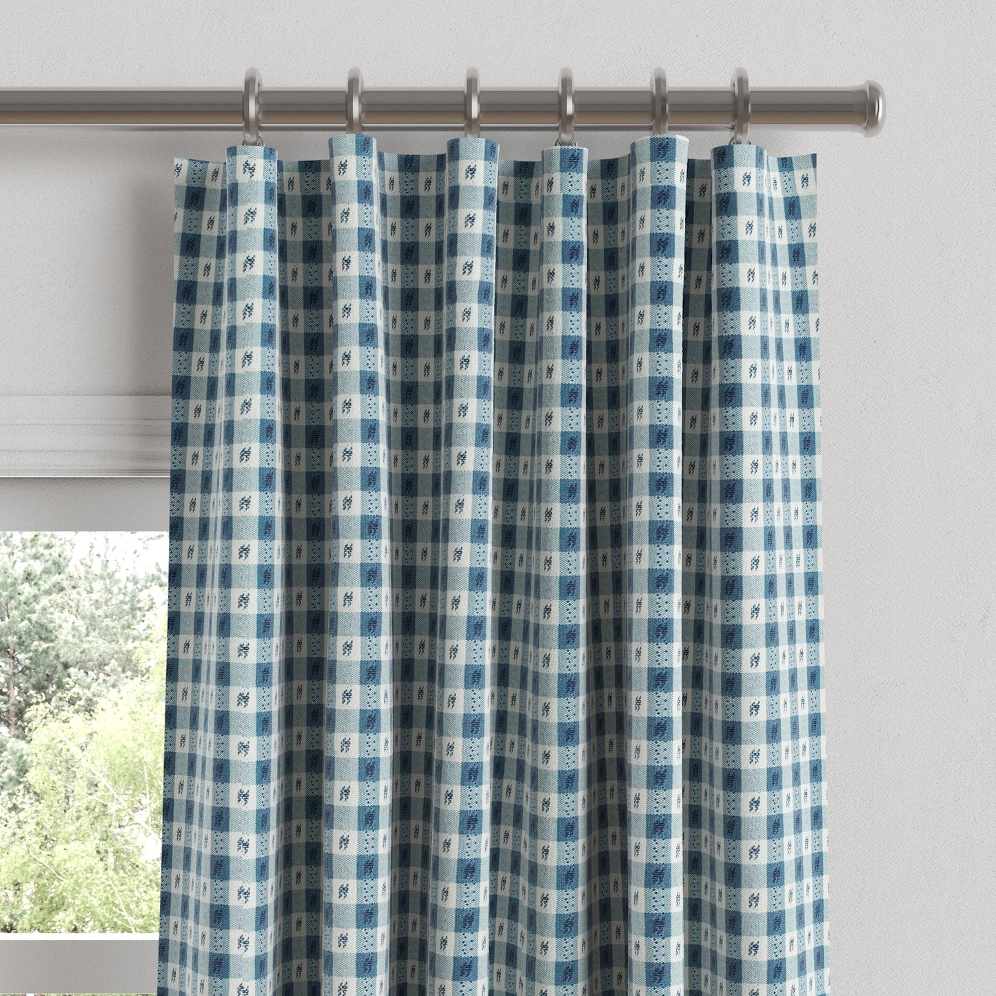 Convertible Drapery in Luxe Gingham - Chambray