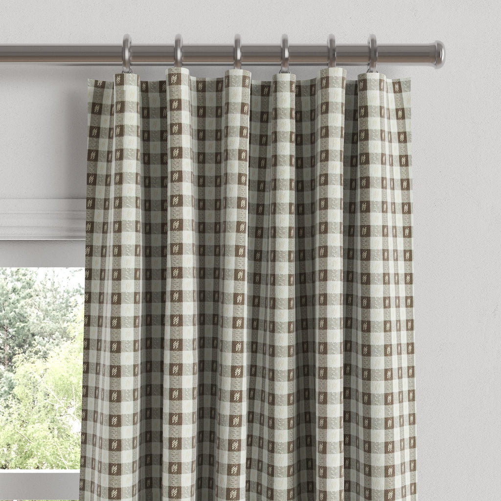 Convertible Drapery in Luxe Gingham - Chocolate