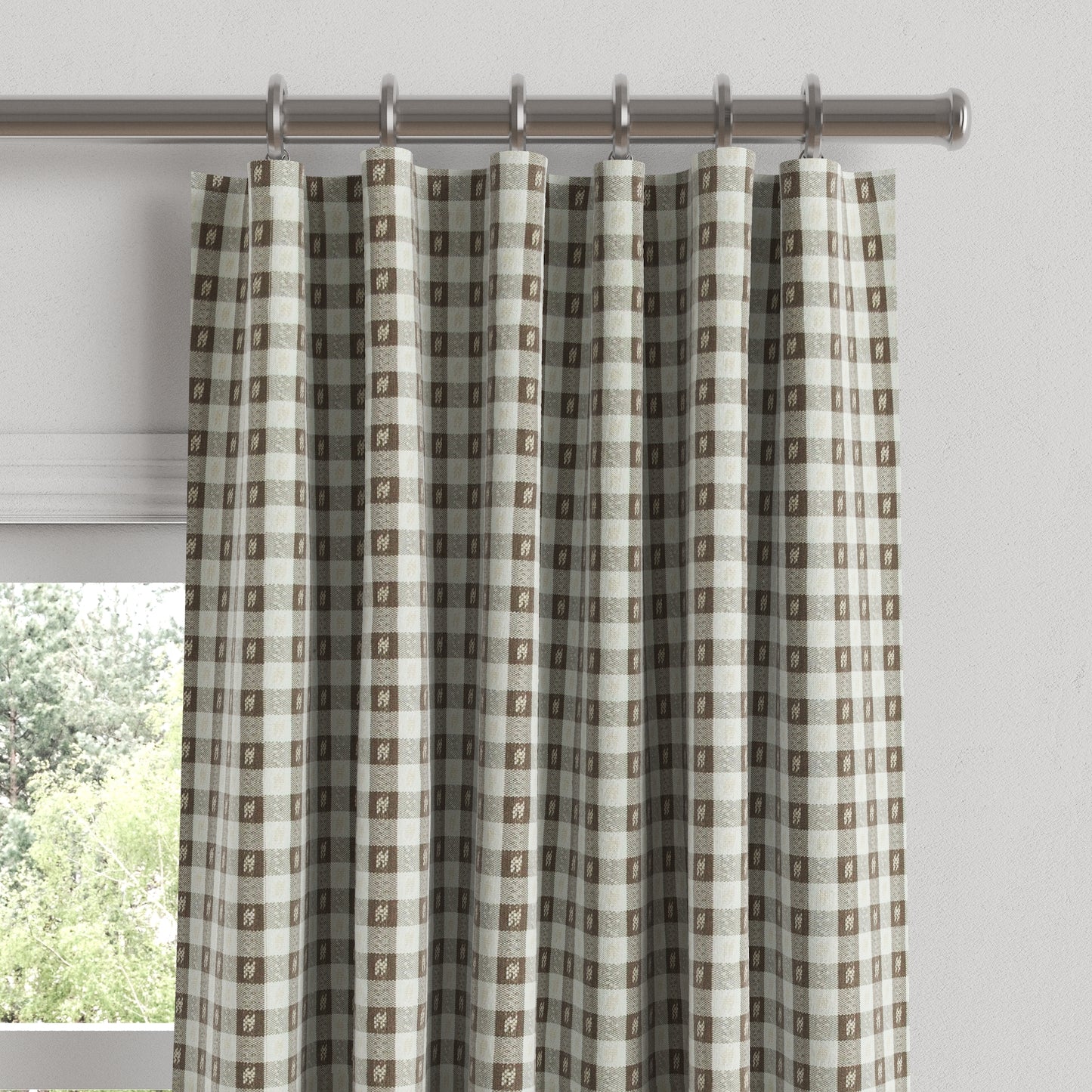 Convertible Drapery in Luxe Gingham - Chocolate