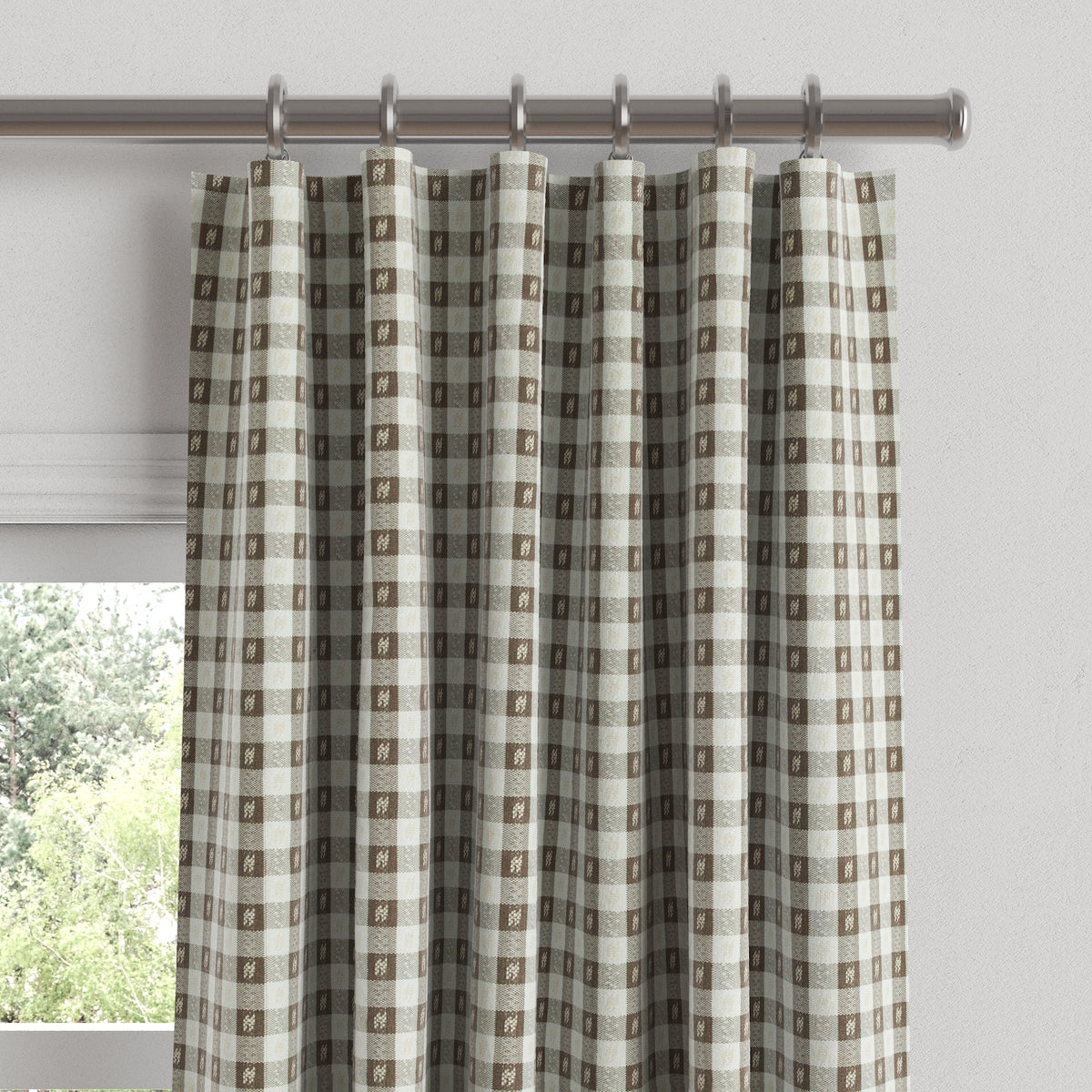 Convertible Drapery in Luxe Gingham - Chocolate