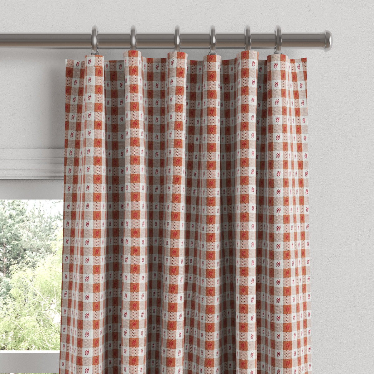Convertible Drapery in Luxe Gingham - Red