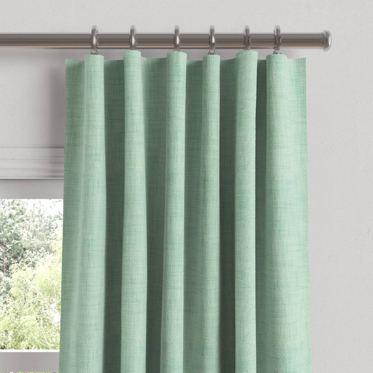 Convertible Drapery in Woven Cotton - Aqua