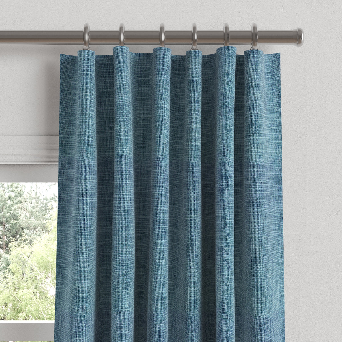 Convertible Drapery in Woven Cotton - Deep Blue