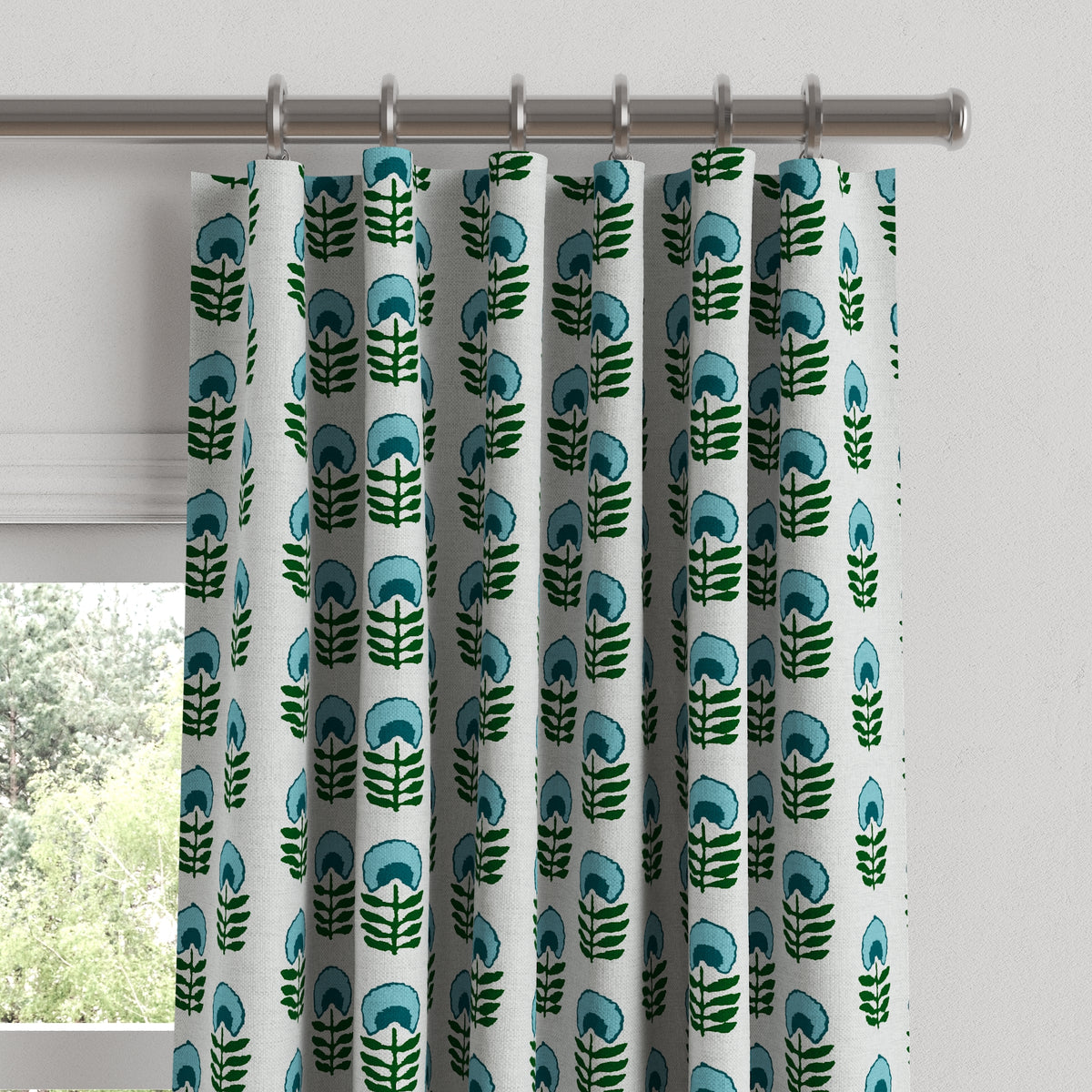 Convertible Drapery in Mini Florals - Mountain Teal