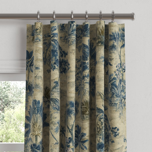 Convertible Drapery in Tropical Toile - Lagoon