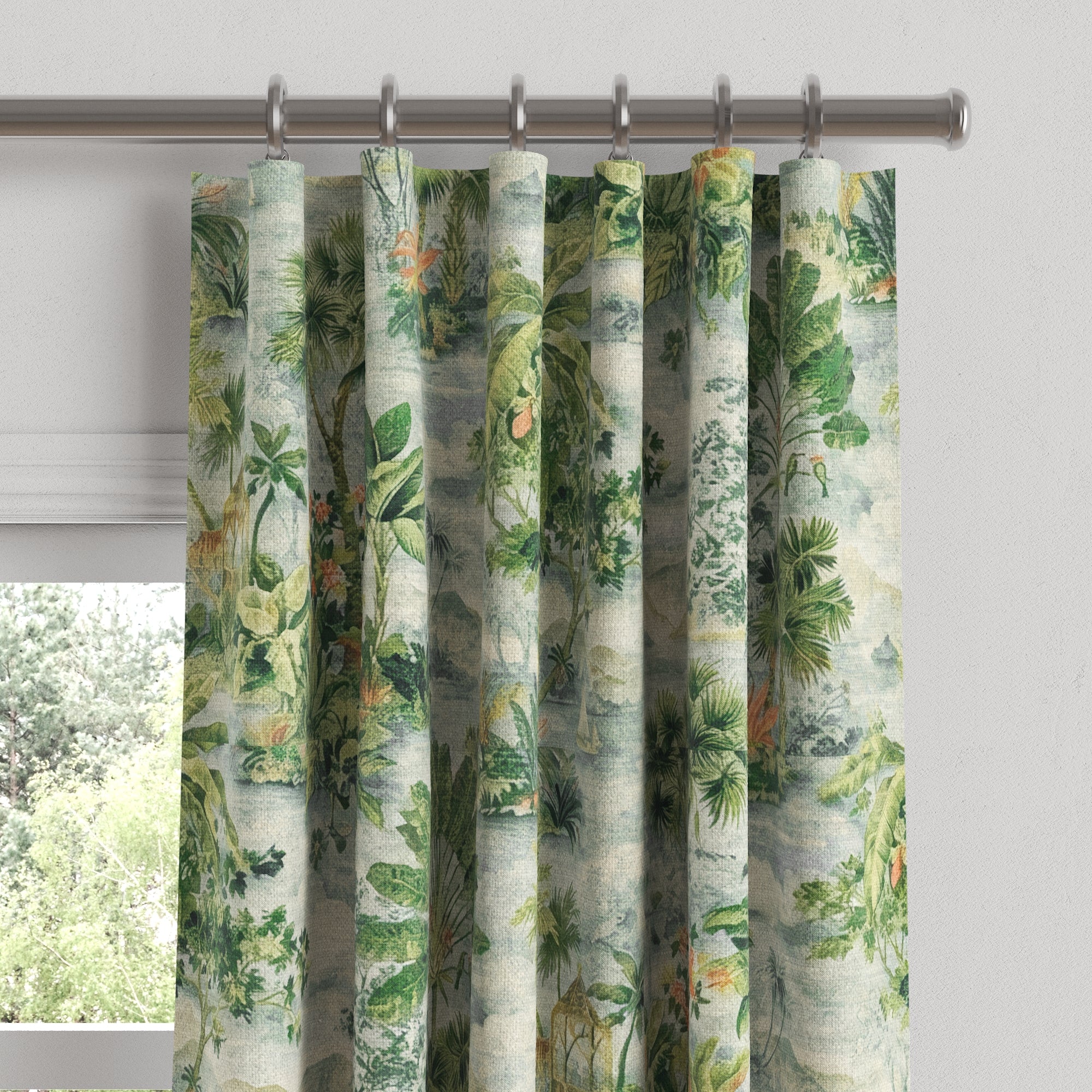 Convertible Drapery in Tropical Toile - Palm – Loom Decor