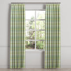 Euro Pleat Drapery in Summer Plaid - Seaglass