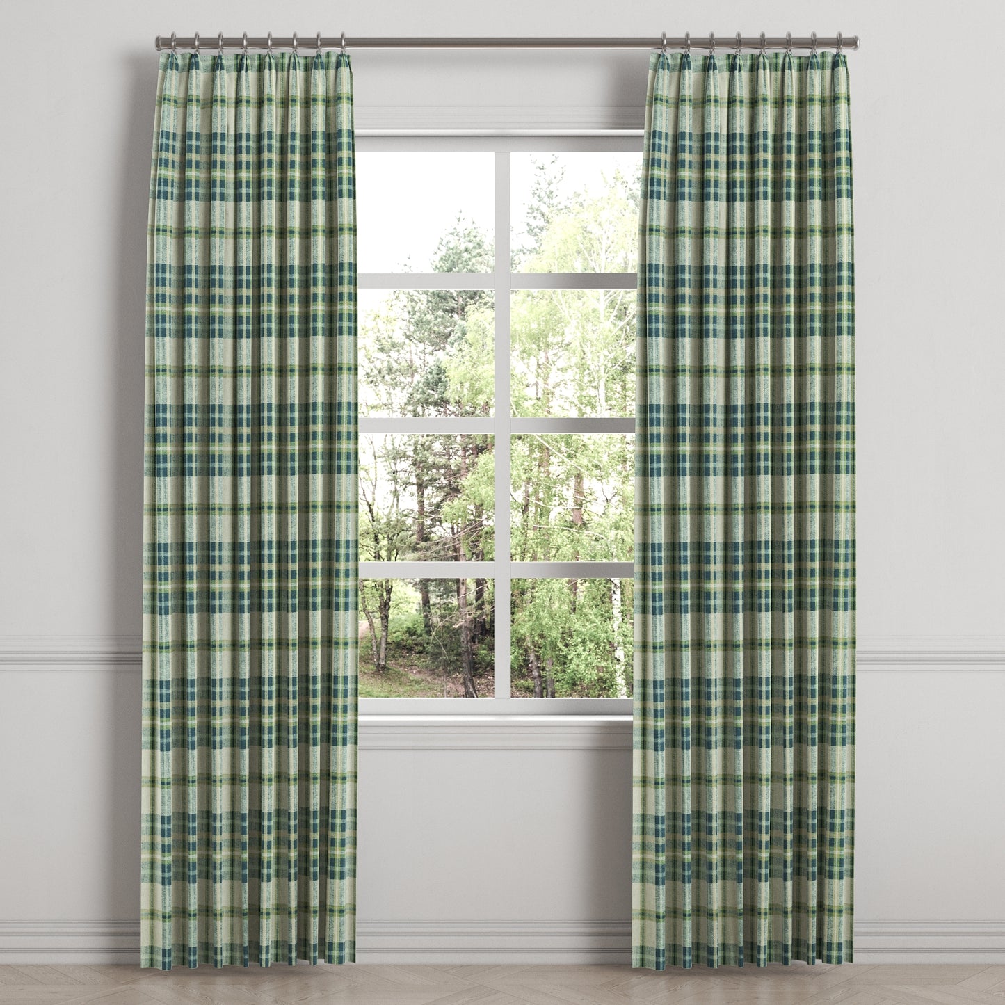 Euro Pleat Drapery in Summer Plaid - Twilight