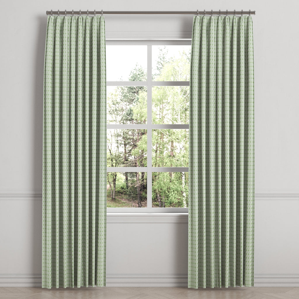 Euro Pleat Drapery in Luxe Gingham - Celery