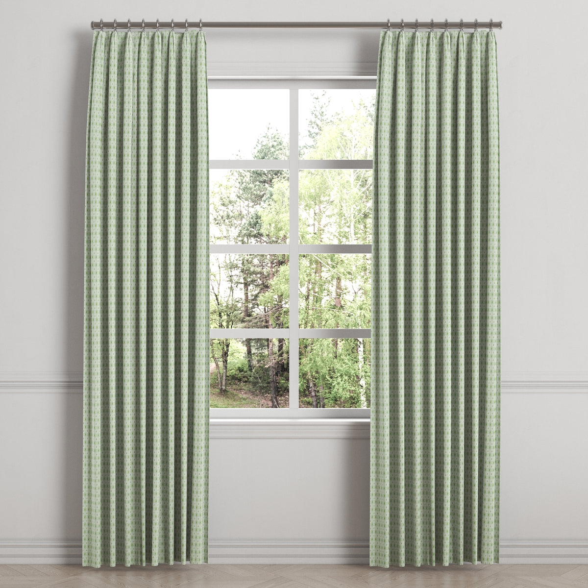 Euro Pleat Drapery in Luxe Gingham - Celery