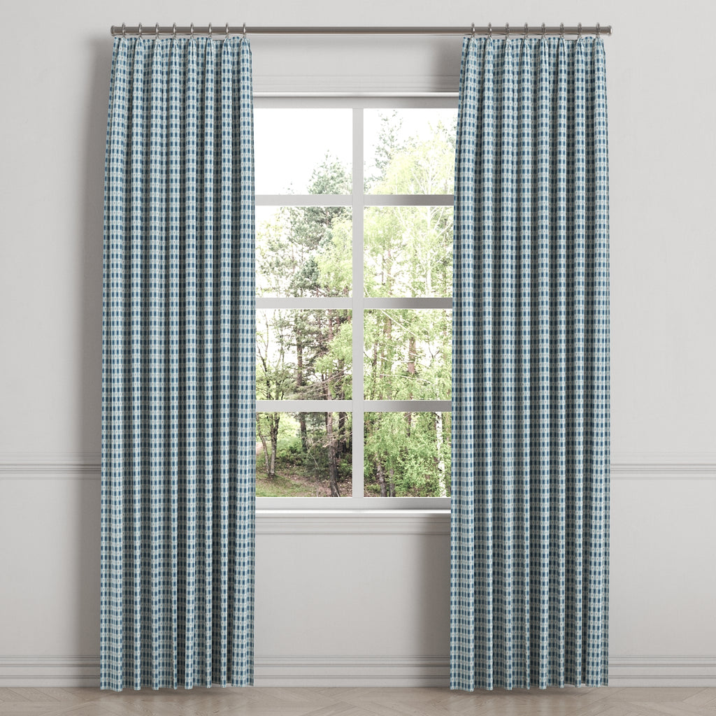 Euro Pleat Drapery in Luxe Gingham - Chambray