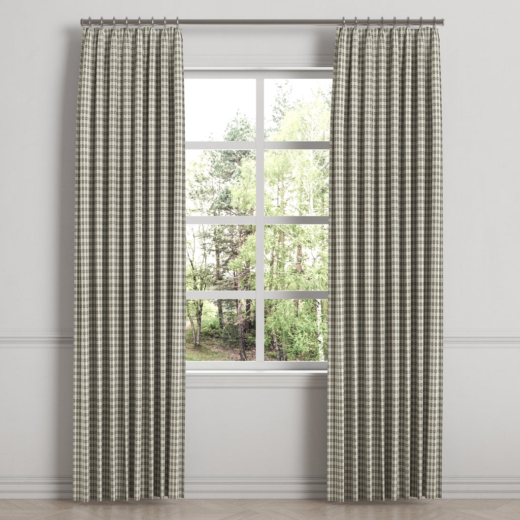 Euro Pleat Drapery in Luxe Gingham - Chocolate