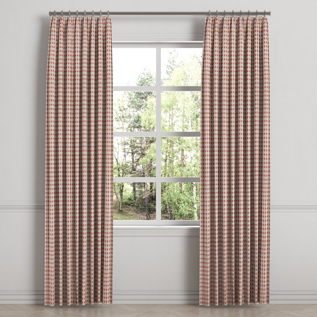 Euro Pleat Drapery in Luxe Gingham - Red
