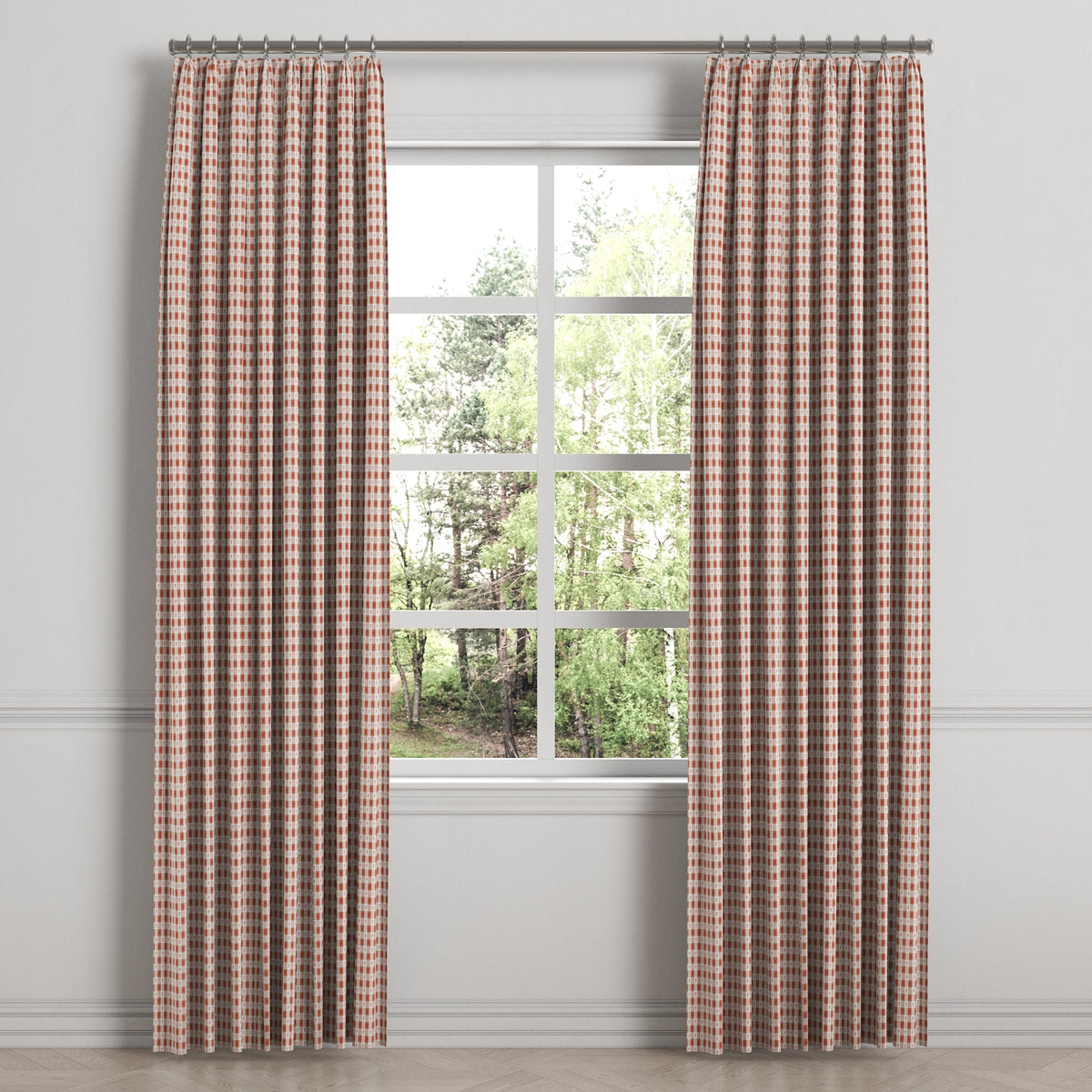 Euro Pleat Drapery in Luxe Gingham - Red
