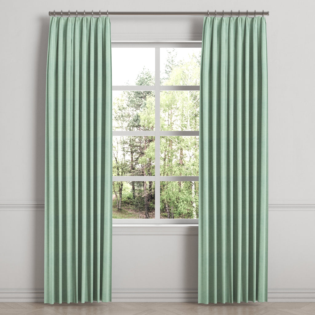 Euro Pleat Drapery in Woven Cotton - Aqua