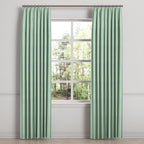 Euro Pleat Drapery in Woven Cotton - Aqua