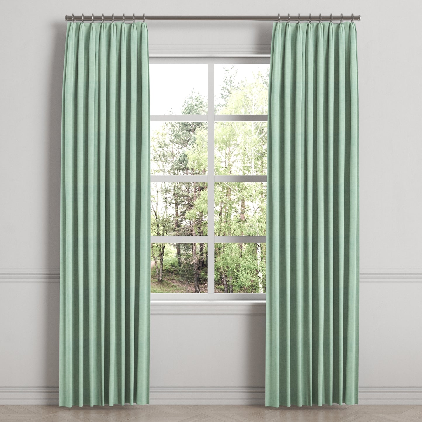Euro Pleat Drapery in Woven Cotton - Aqua