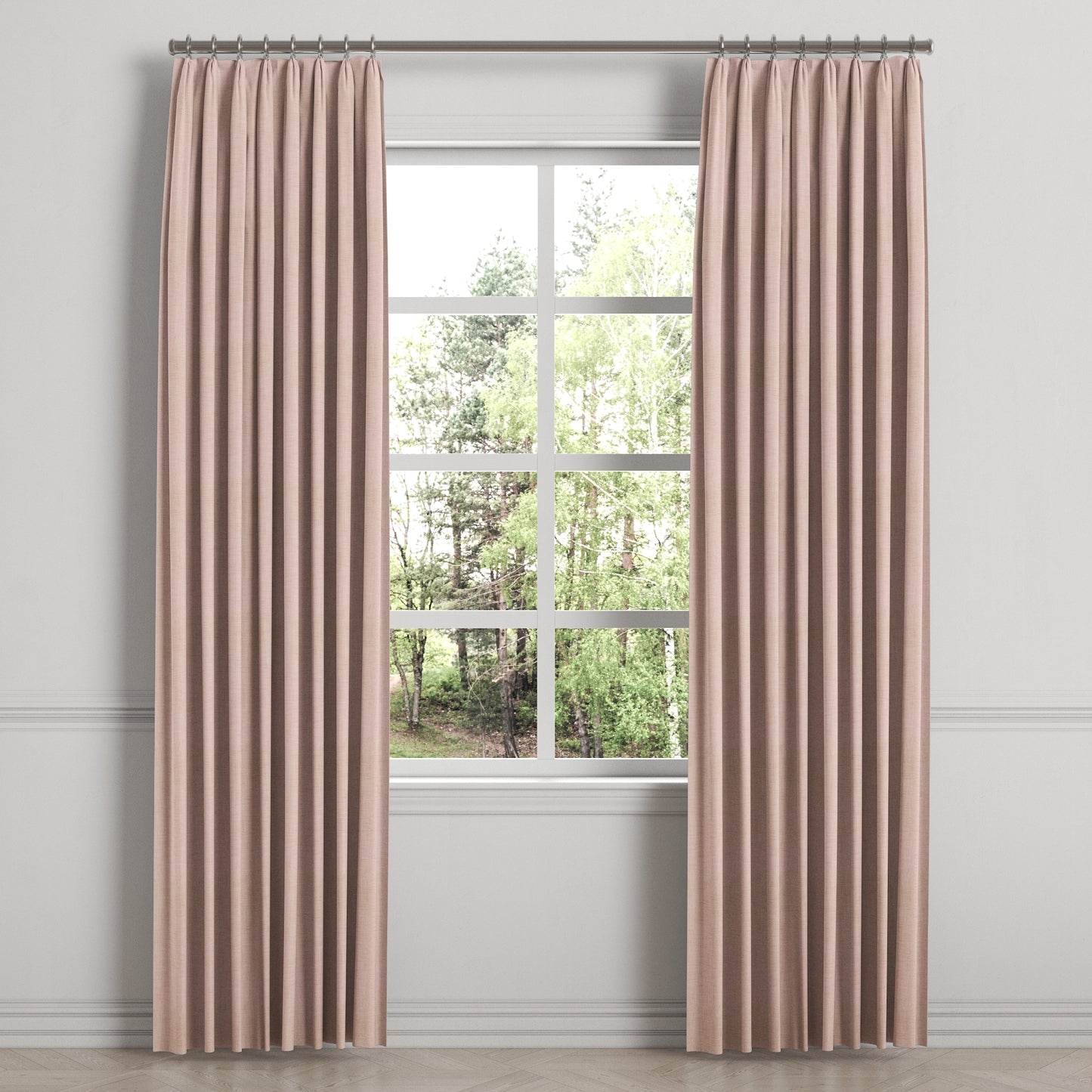 Euro Pleat Drapery in Woven Cotton - Pink