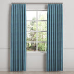 Euro Pleat Drapery in Woven Cotton - Deep Blue