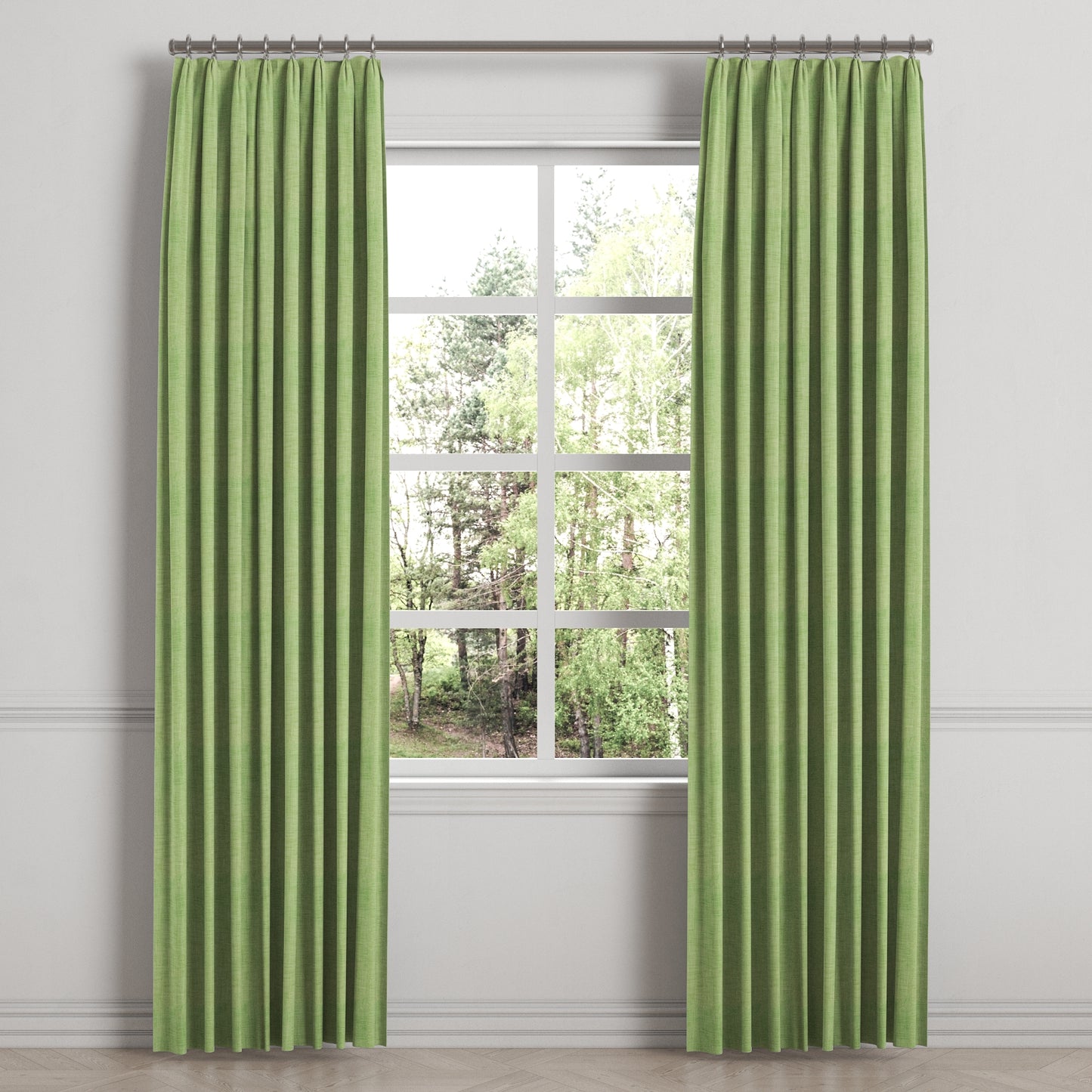 Euro Pleat Drapery in Woven Cotton - Green