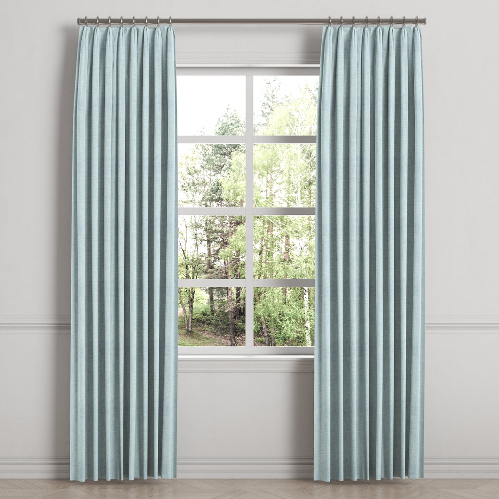 Euro Pleat Drapery in Woven Cotton - Sky Blue