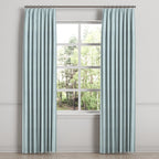 Euro Pleat Drapery in Woven Cotton - Sky Blue