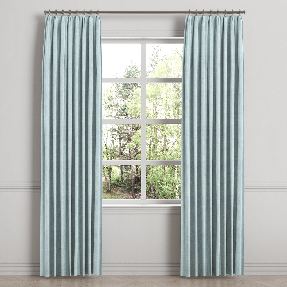 Euro Pleat Drapery in Woven Cotton - Sky Blue
