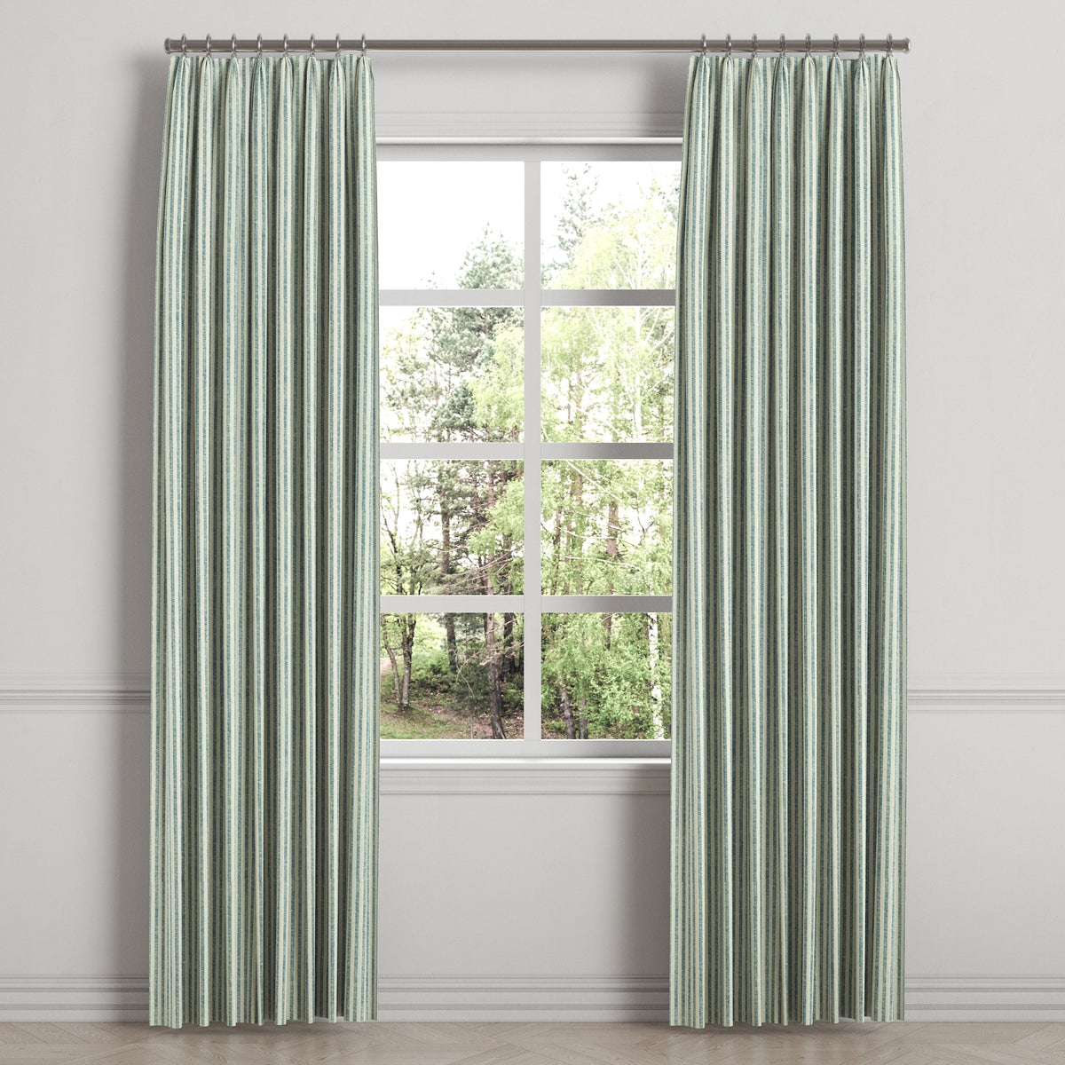 Euro Pleat Drapery in Candy Shop Stripes - Navy