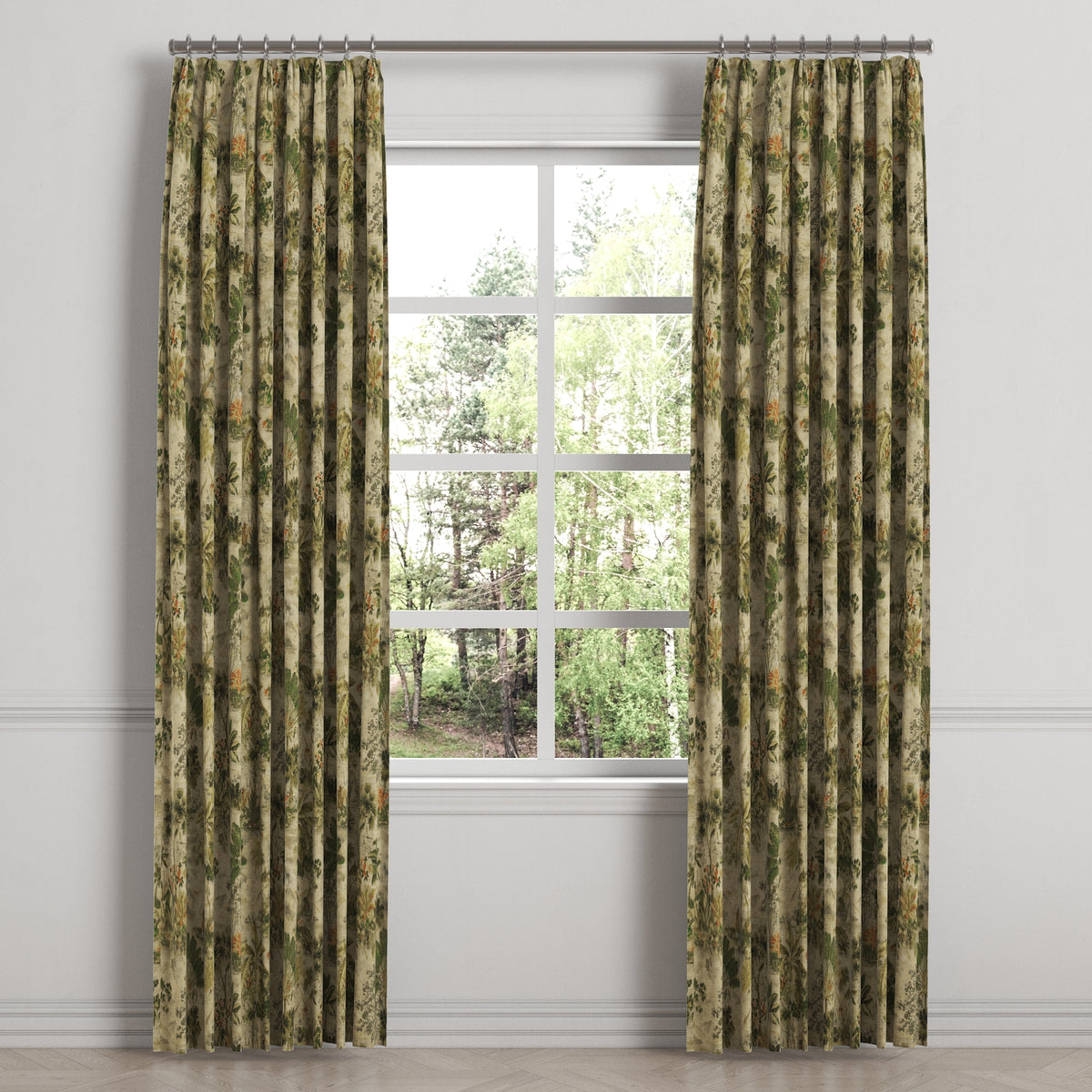 Euro Pleat Drapery in Tropical Toile - Moonstone