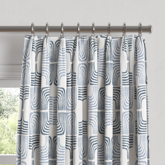 Euro Pleat Drapery in Groovy - Denim
