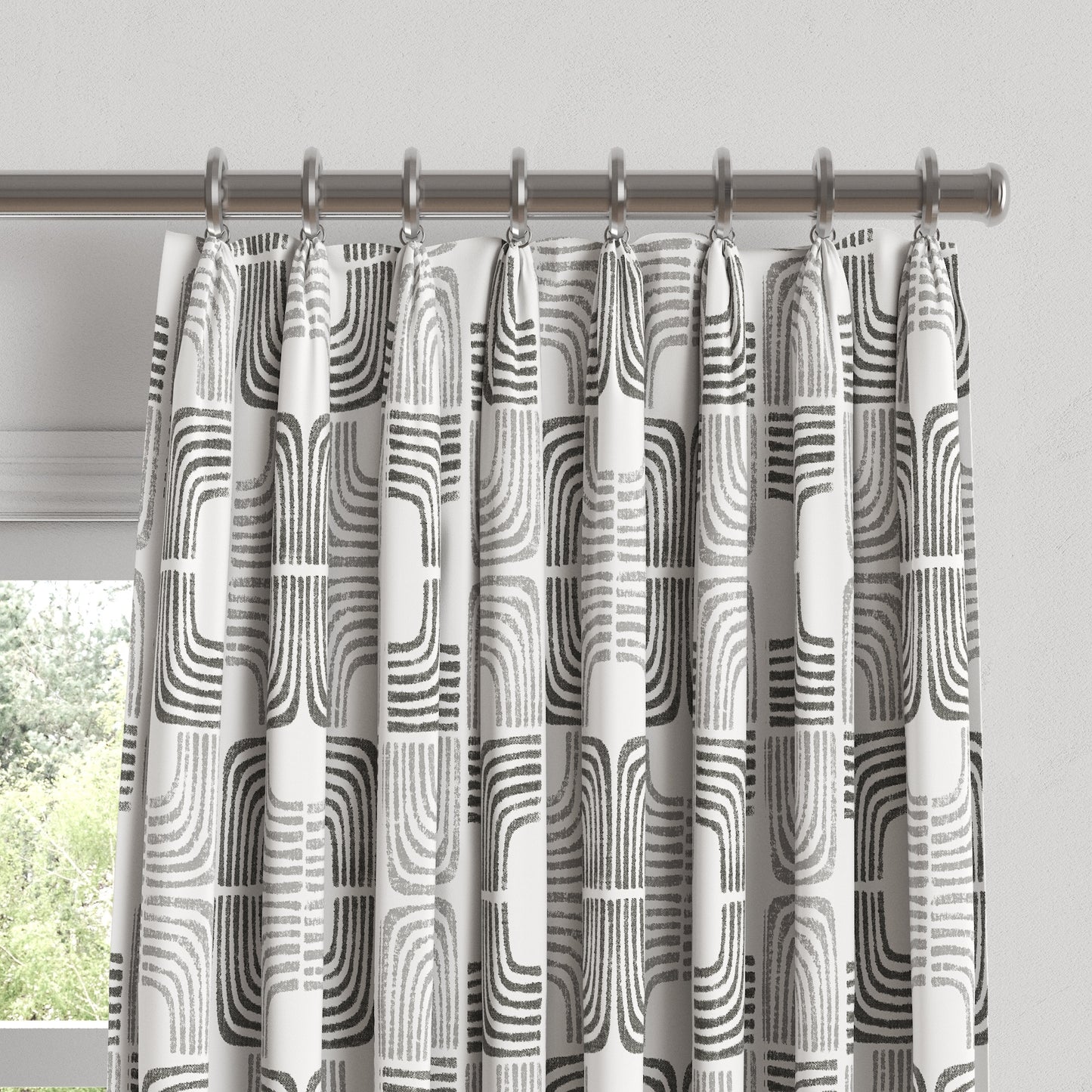 Euro Pleat Drapery in Groovy - Pewter