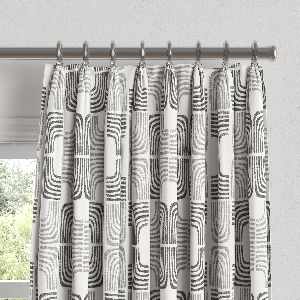 Euro Pleat Drapery in Groovy - Pewter