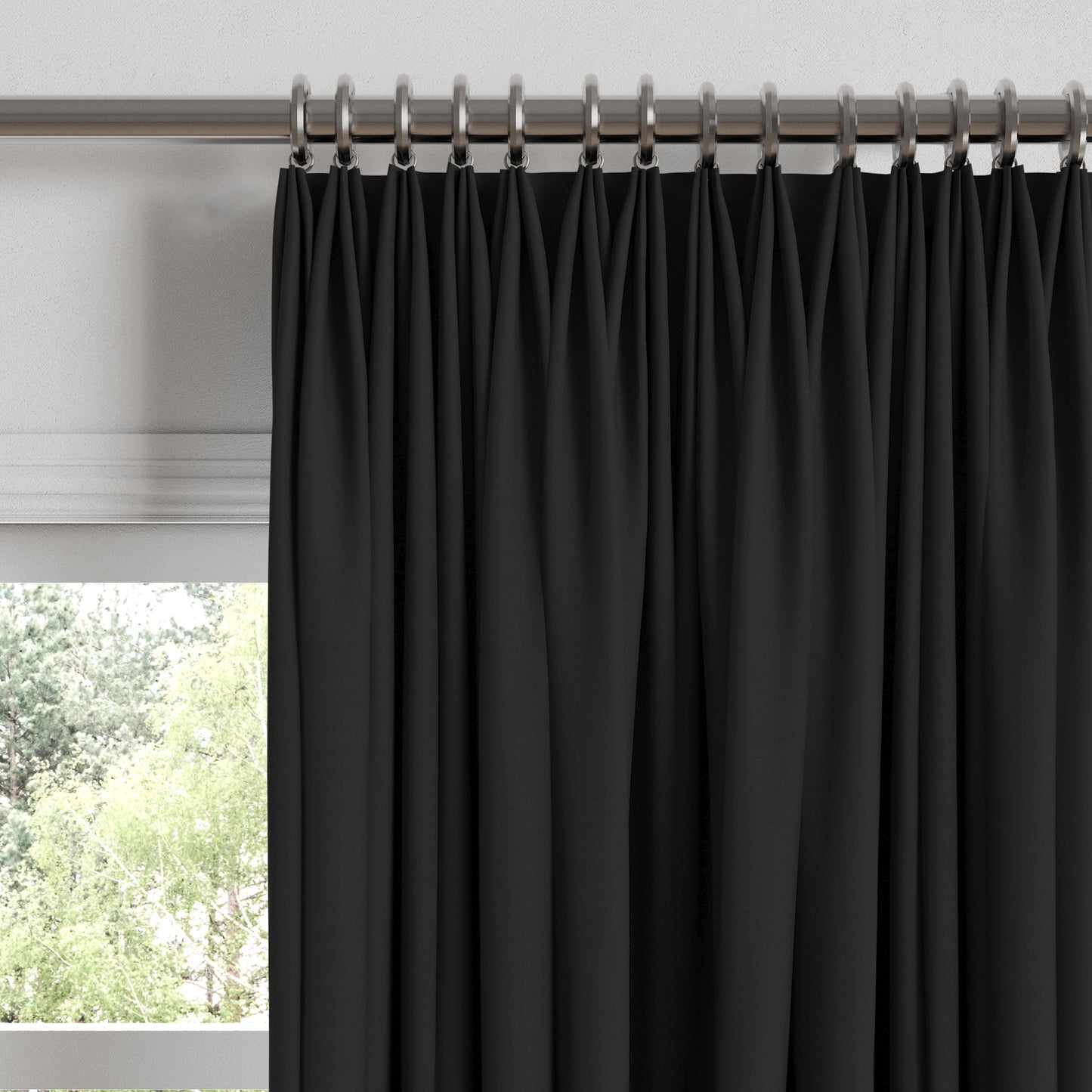 Euro Pleat Drapery in Classic Linen - Black