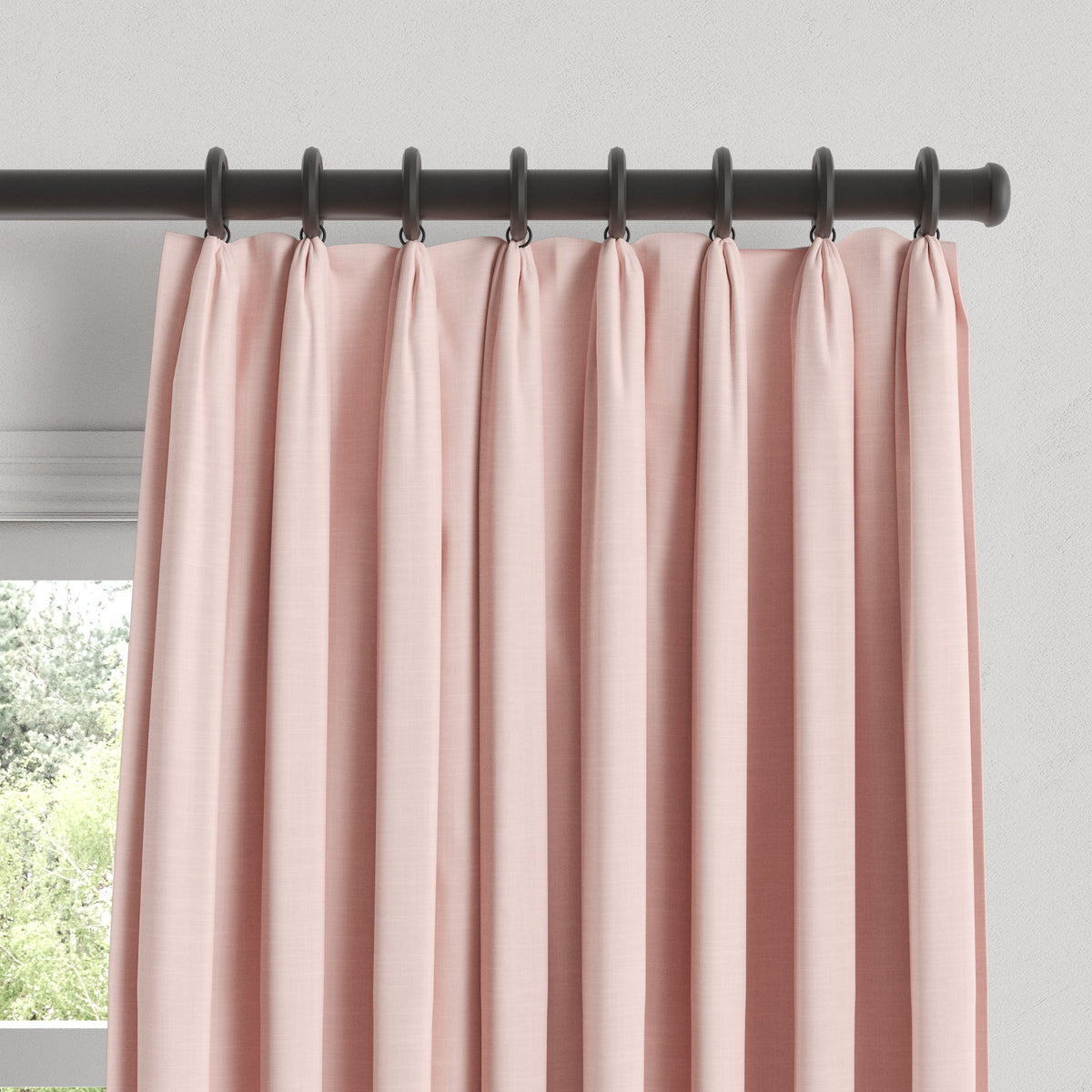 Euro Pleat Drapery in Classic Linen - Blush