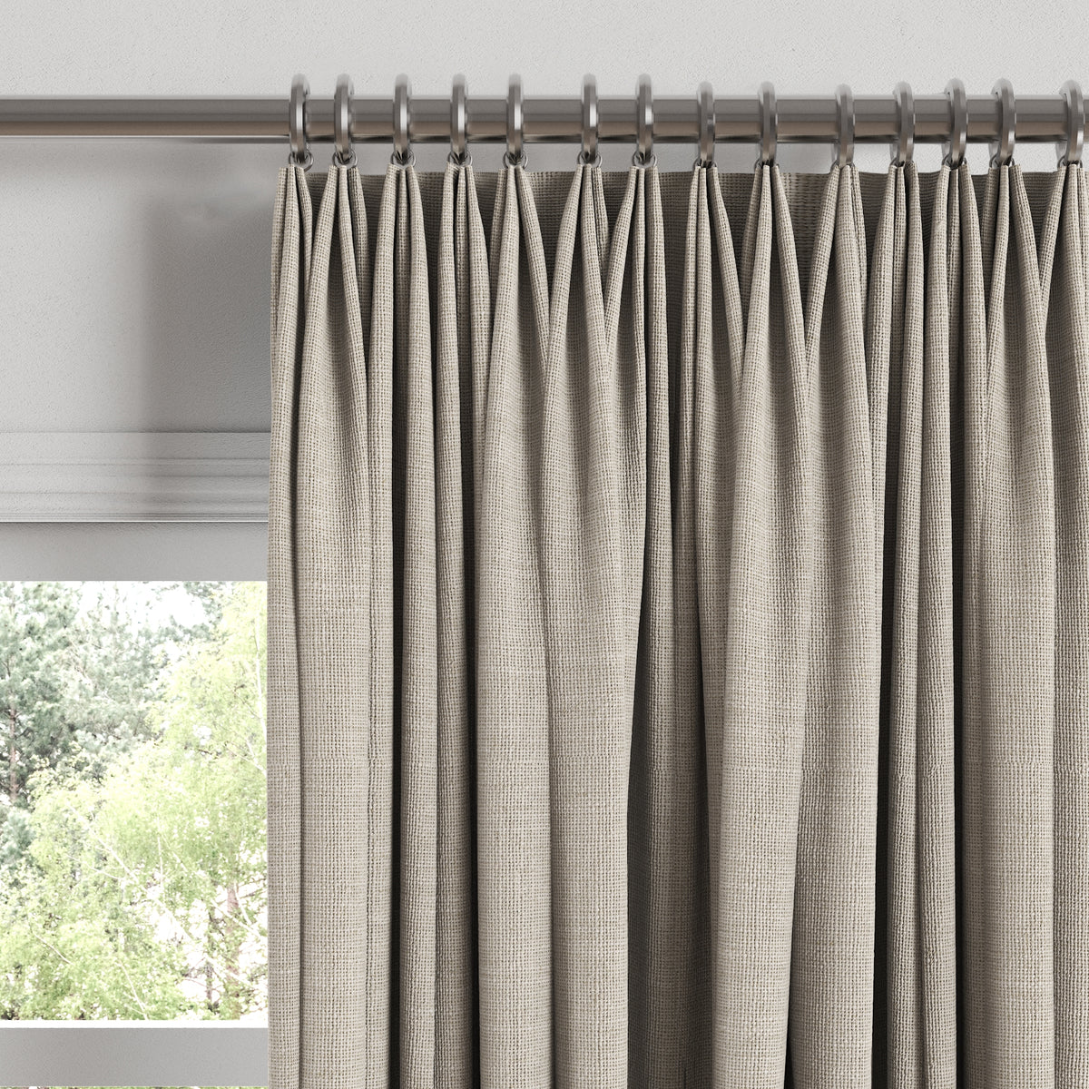 Euro Pleat Drapery in Classic Linen - Heathered Flax