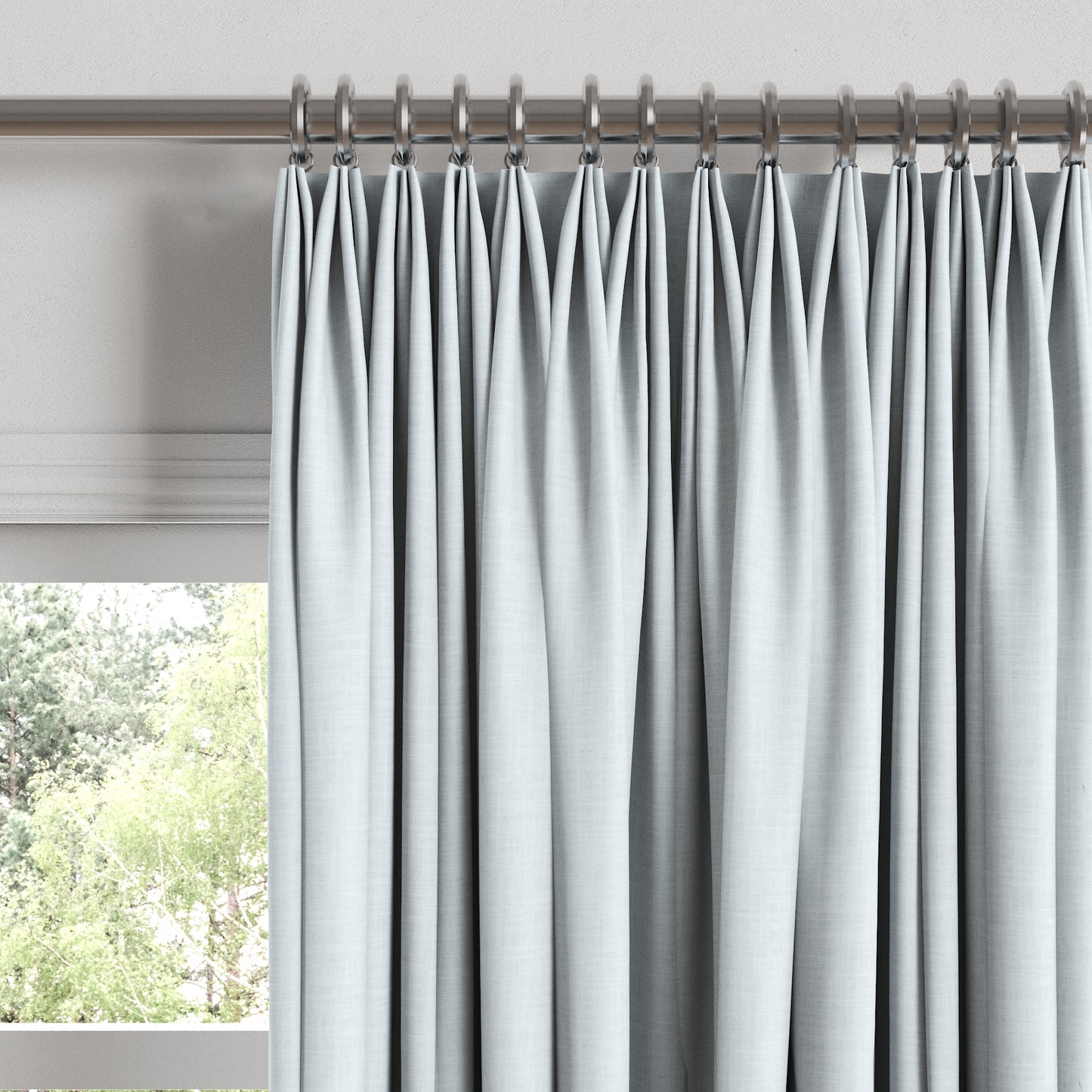 Euro Pleat Drapery in Classic Linen - Mineral