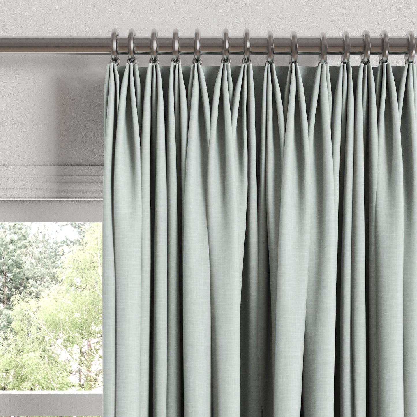 Euro Pleat Drapery in Classic Linen - Mint