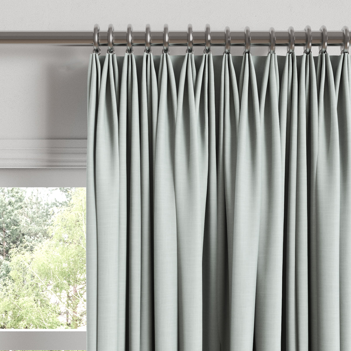Euro Pleat Drapery in Classic Linen - Mint