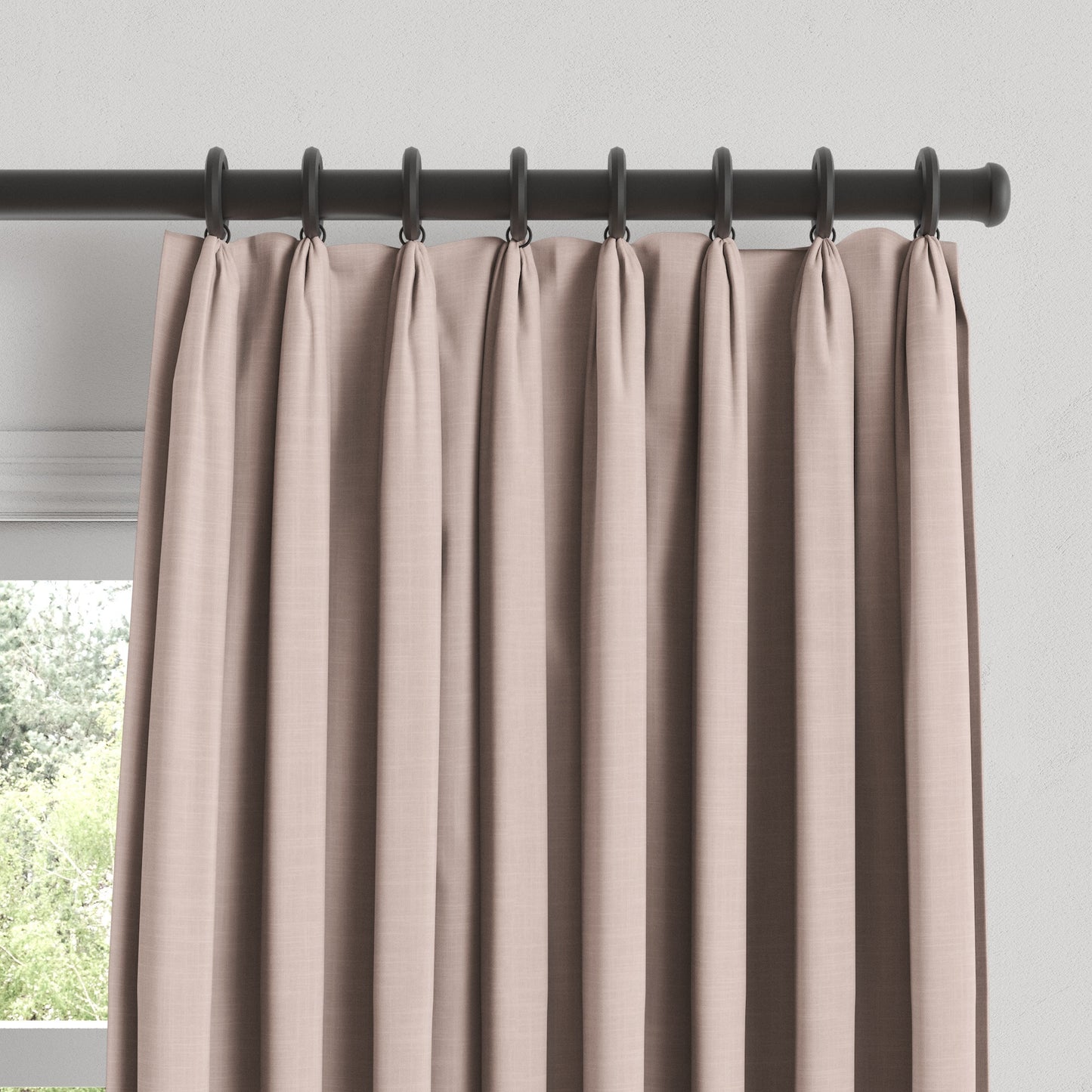 Euro Pleat Drapery in Classic Linen - Petal