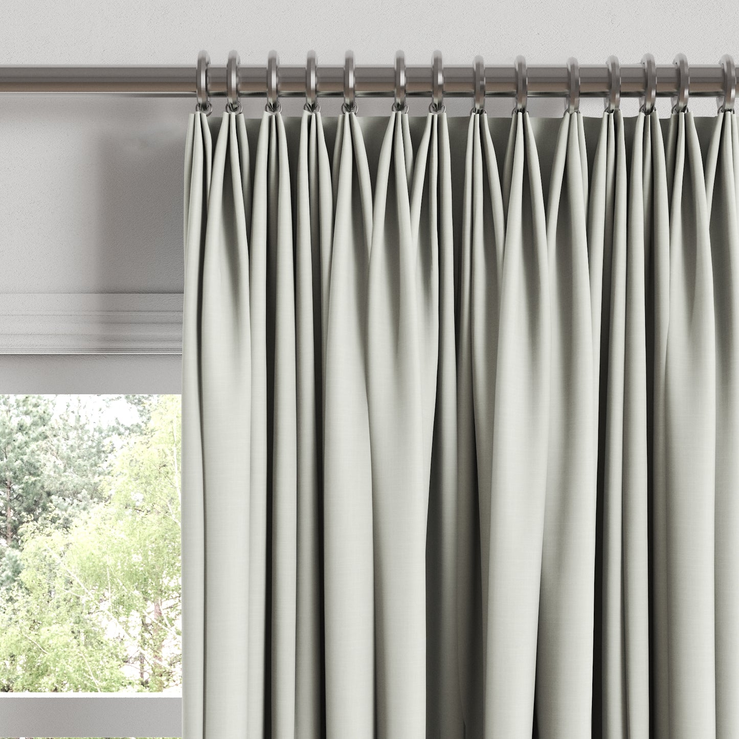 Euro Pleat Drapery in Classic Linen - Silver