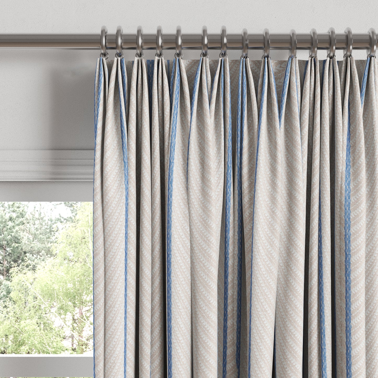 Euro Pleat Drapery in Ophelia - Blue