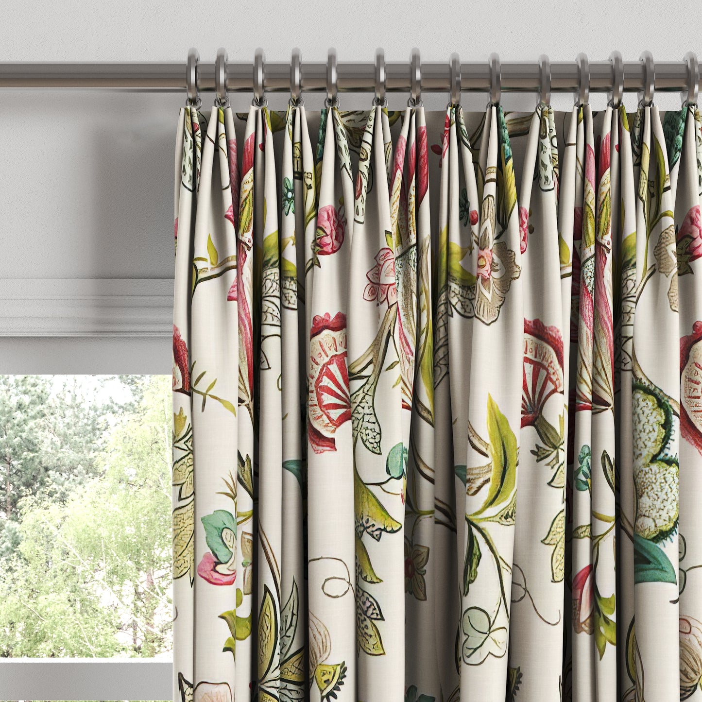 Euro Pleat Drapery in Fleur De Leaf - Blossom