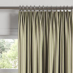 Euro Pleat Drapery in Little White Line - Sage