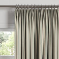 Euro Pleat Drapery in Little White Line - Seaglass