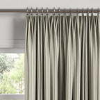 Euro Pleat Drapery in Little White Line - Seaglass