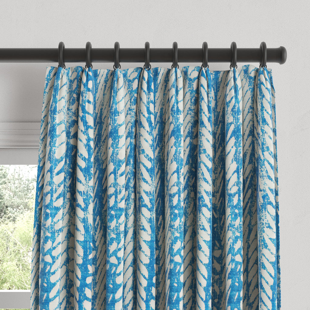 Euro Pleat Drapery in Rope Walk - Persian Blue