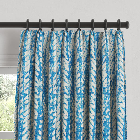 Euro Pleat Drapery in Rope Walk - Persian Blue